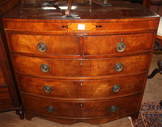 Regency mahogany bow front chest of drawers